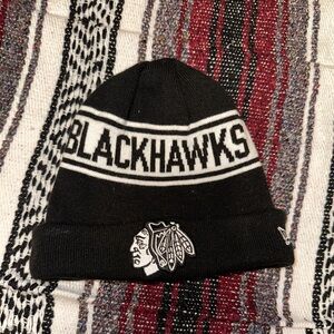 Blackhawks Black Knit Beanie